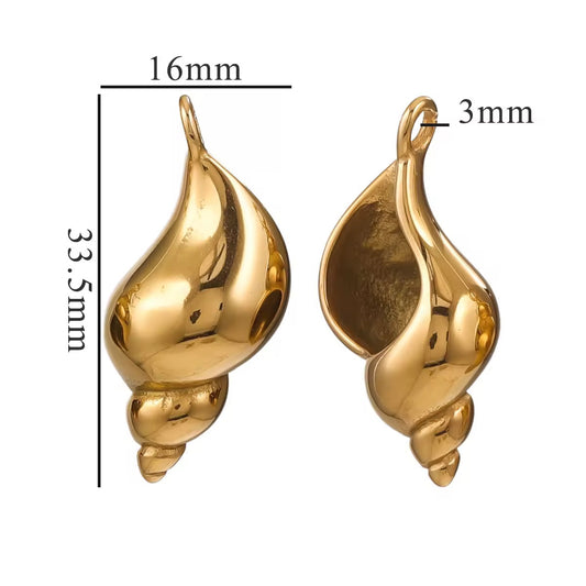 SS 2724 Conch Charm 18k Gold plated 316 stainless steel ( 1 pc ) Anti tarnish
