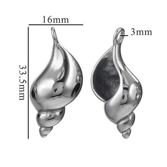SS 2725 Conch Charm Silver plated 316 stainless steel ( 1 pc ) Anti tarnish