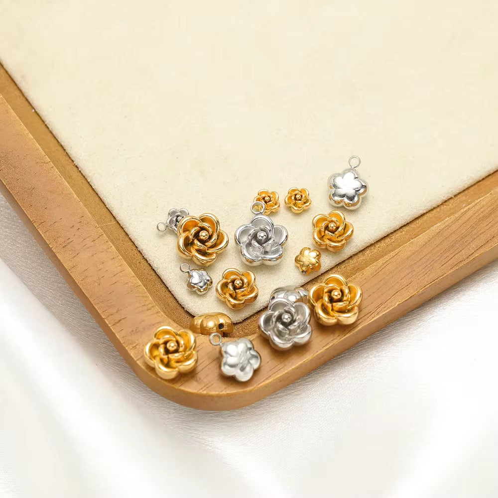 SS 2731 Rose Charm 18k Gold plated 316 stainless steel ( 1 pc ) Anti tarnish