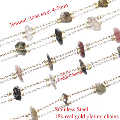 DIYS157 Lapis shiny gemstone crystal chain ( 1 feet ) 18k Gold PVD