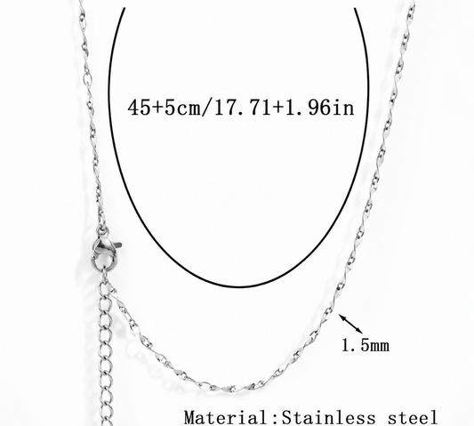 RCS36 Twisted Bar Style Ready made chain with extension (1 pc ) Silver PVD