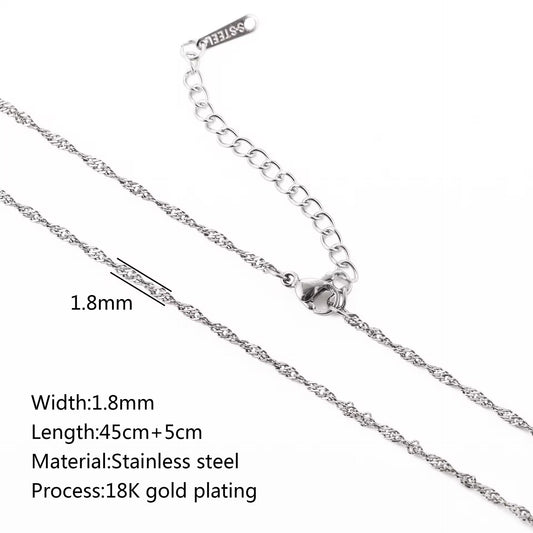 RCS38 Twisted Wave Ready made chain with extension (1 pc ) Silver PVD