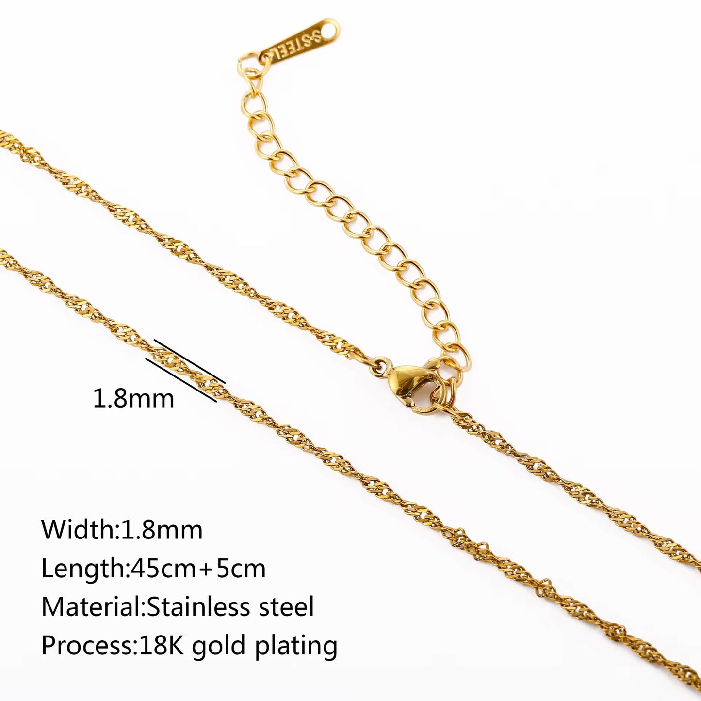 RCS37 Twisted Wave Ready made chain with extension (1 pc ) 18K Gold PVD