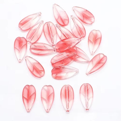 BBB 98 (a) Glittery Red Leaf Crystal glass beads ( 1 pc ) ( 26:13 mm )