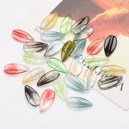 BBB 98 (a) Glittery Red Leaf Crystal glass beads ( 1 pc ) ( 26:13 mm )