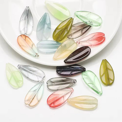 BBB 98 (a) Glittery Red Leaf Crystal glass beads ( 1 pc ) ( 26:13 mm )