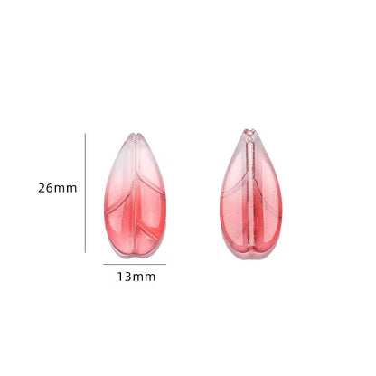 BBB 98 (a) Glittery Red Leaf Crystal glass beads ( 1 pc ) ( 26:13 mm )