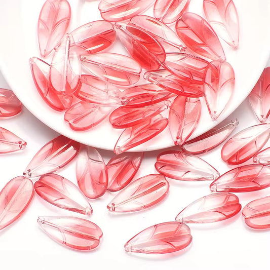 BBB 98 (a) Glittery Red Leaf Crystal glass beads ( 1 pc ) ( 26:13 mm )
