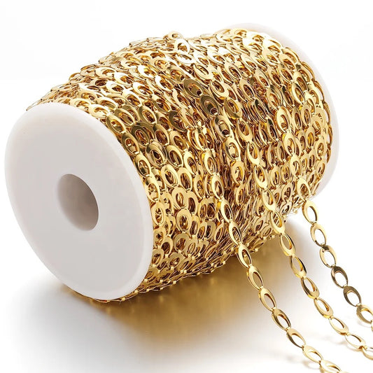CN 248 Double layered waterdrop gold Stainless steel chain - per feet - Anti tarnish