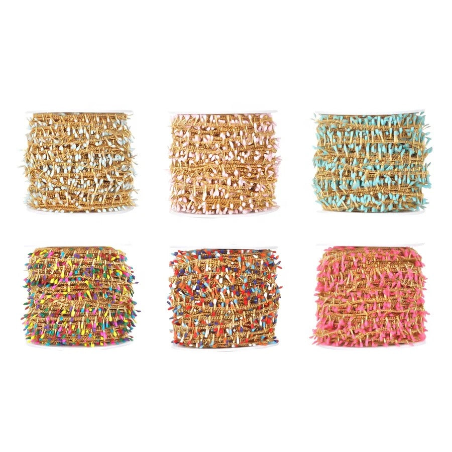 Colourful 2 dripping oil gold Stainless steel chain - per feet - Anti tarnish