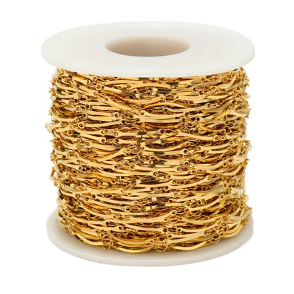 DIYS42 Bend chain 18k gold PVD plated 316 Stainless steel chain ( 1 feet ) Anti tarnish