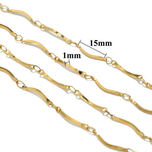 CN 52 Bend chain 18k gold PVD plated 316 Stainless steel chain ( 1 feet ) Anti tarnish