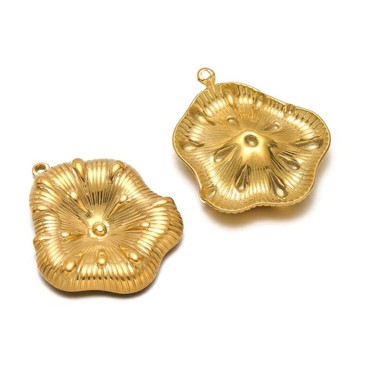 SS 2757 Floral Charm 18k Gold plated stainless steel ( 1 pc ) anti tarnish ( 30 mm )