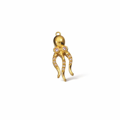 SS 1292 Octopus Zircon Big charm 18k Gold PVD plated 316 stainless steel ( 1 pc ) Anti tarnish ( 25:9 mm )