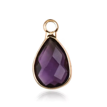 SS 2667 Deep Purple Teardrop Zircon Glass Charm ( 10 mm ) 18k gold plated ( 1 pc ) anti tarnish