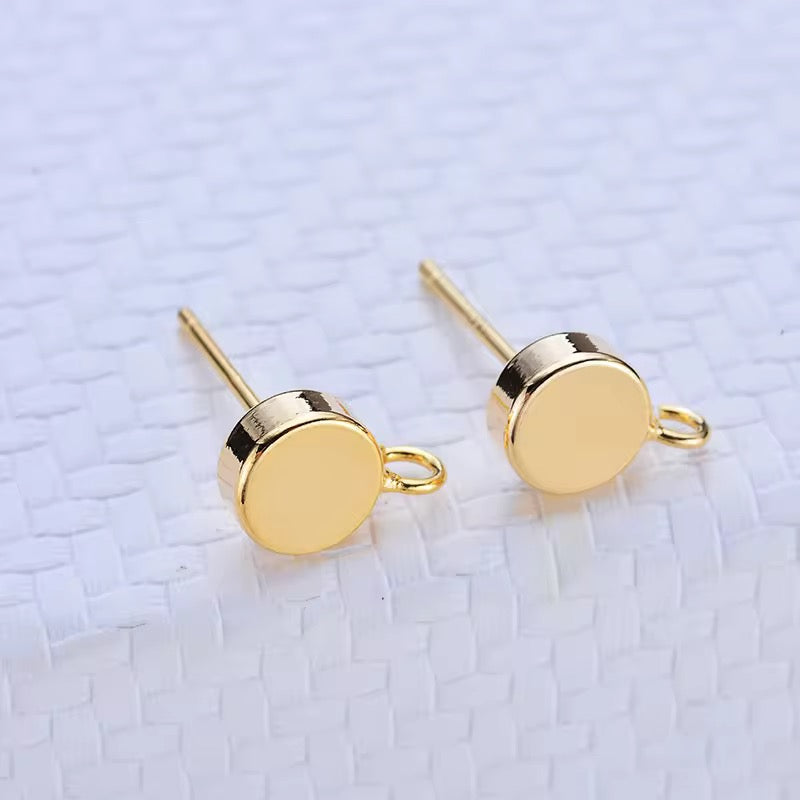 GP 1513 -  14k gold plated round stud ( 2 pc ) Anti tarnish