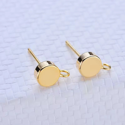 GP 1513 -  14k gold plated round stud ( 2 pc ) Anti tarnish