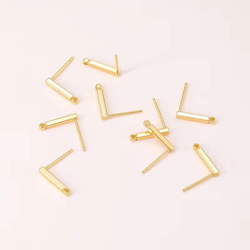SS 1299 Bar Gold plated stud ( 2 pc ) Anti tarnish