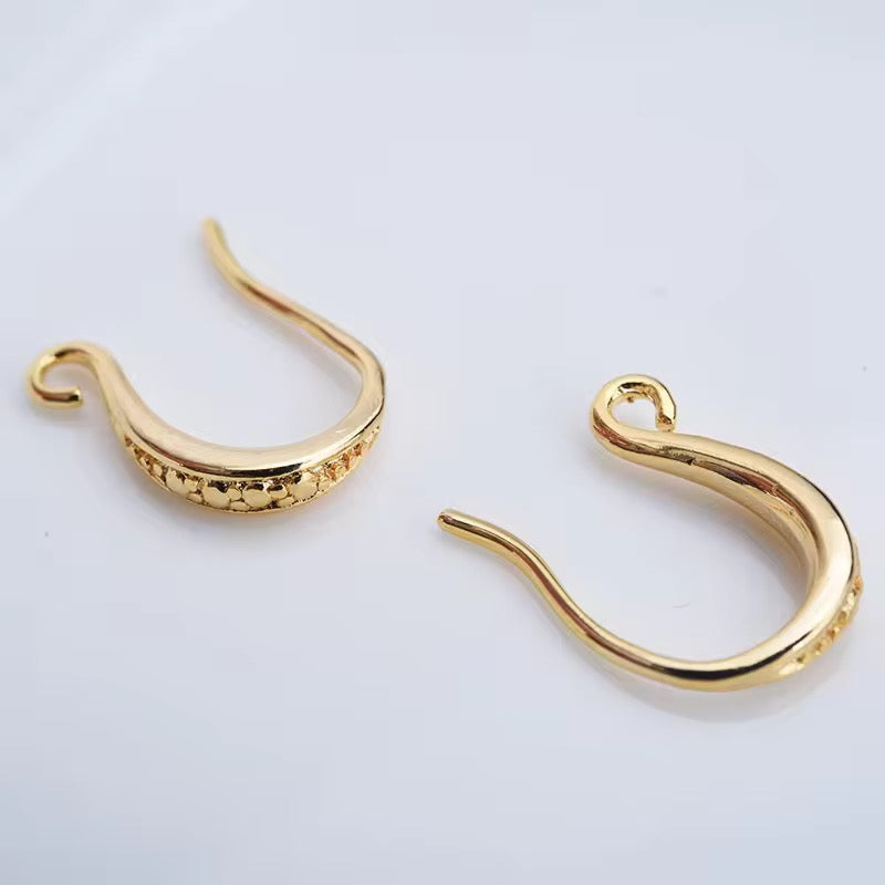 SS 1300 Tiny Zircon Gold plated Hook ( 2 pc ) Anti tarnish