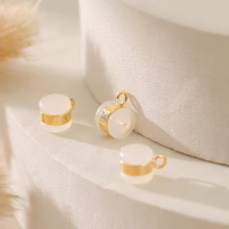 SS 1301 Silicone Stopper with Loop - Gold plated ( 1 pc ) Anti tarnish