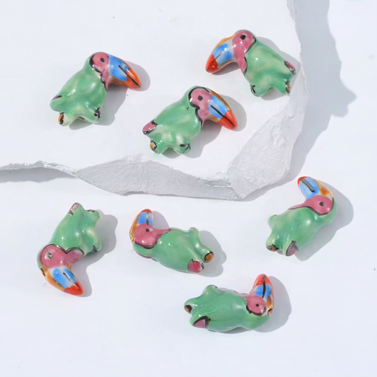 BBB 302 (b) Wood Pecker Ceramic Bead ( 1 pc ) Porcelian Ceramic ( 15:12 mm )