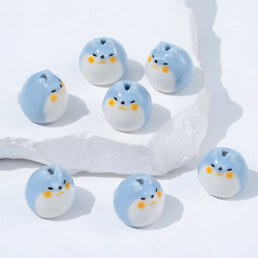 PCB02B Blue Corgi Ceramic Bead ( 1 pc ) Porcelian Ceramic