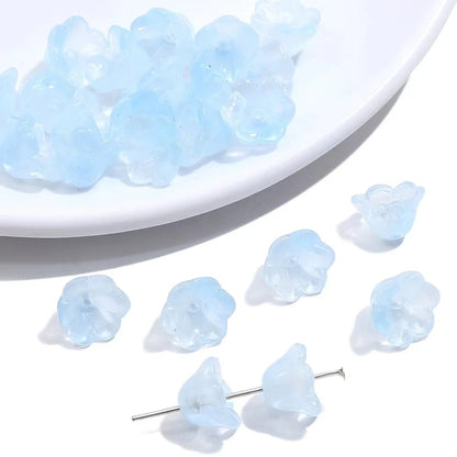 GB63J dual tone light blue flower glass bead ( 1 pc )