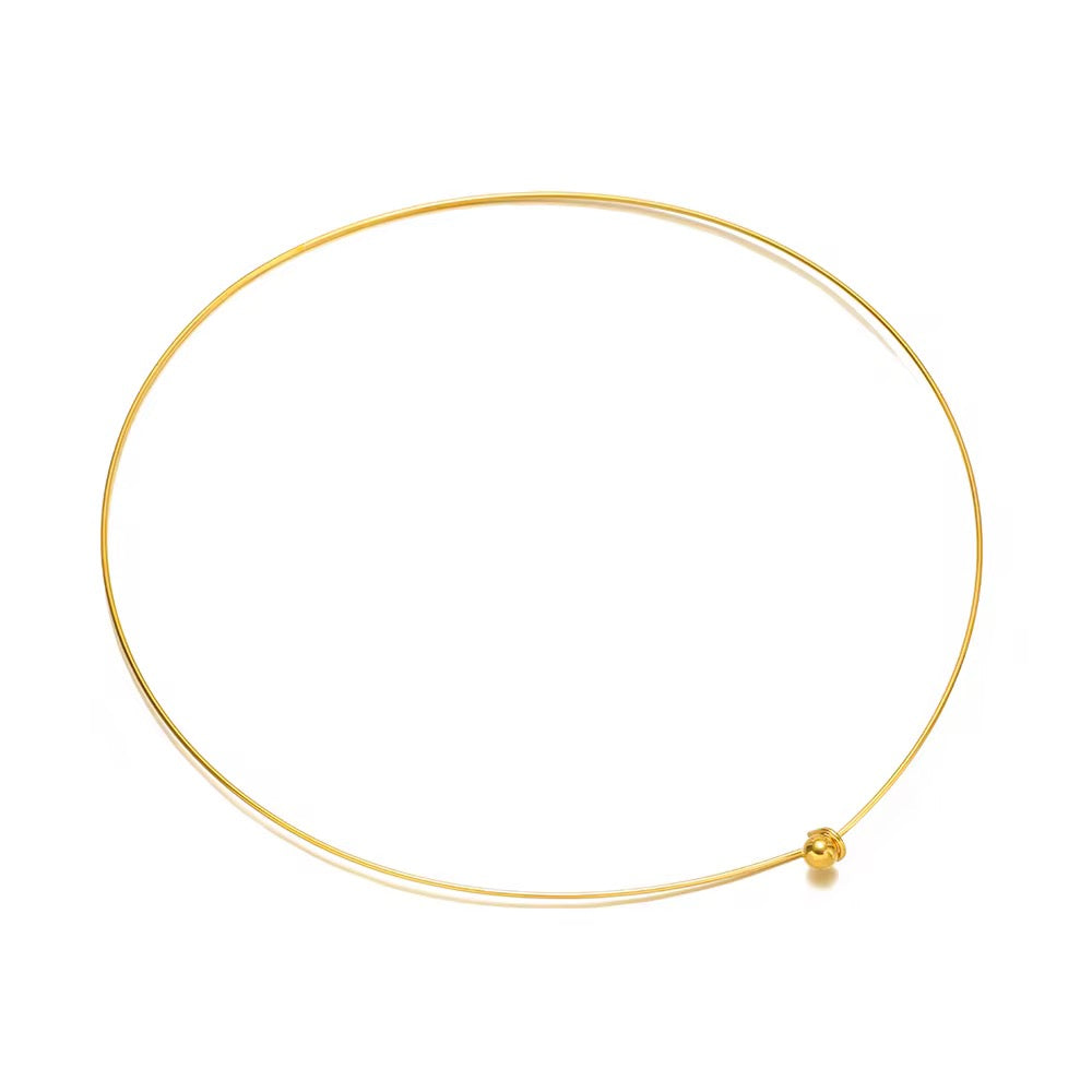 CN 369 Thick Wire loop chain 18k gold PVD plated 316 stainless steel (1 pc ) Anti tarnish ( 15cm )