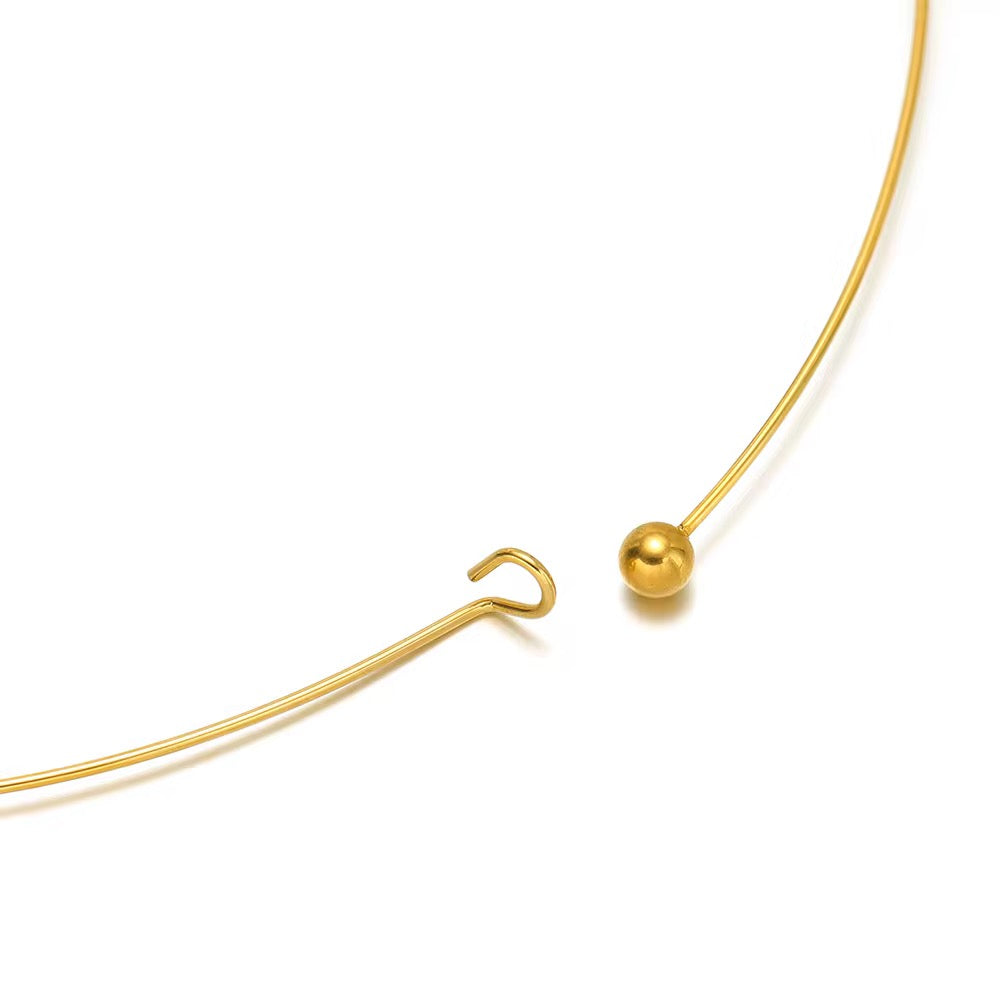 CN 369 Thick Wire loop chain 18k gold PVD plated 316 stainless steel (1 pc ) Anti tarnish ( 15cm )