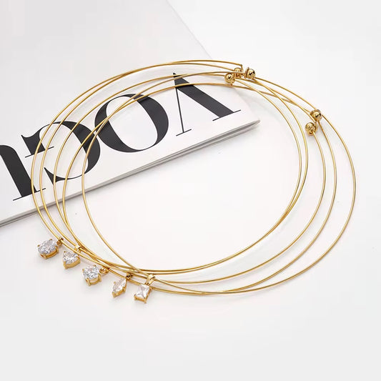 CN 369 Thick Wire loop chain 18k gold PVD plated 316 stainless steel (1 pc ) Anti tarnish ( 15cm )