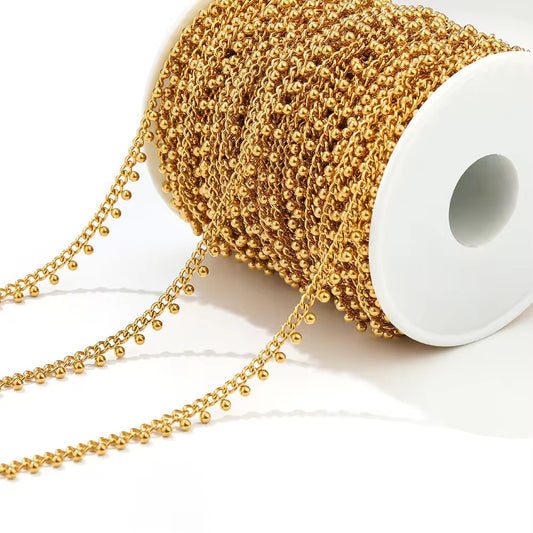 DIYS201 Bead drop Chain ( 1 feet ) 18k Gold PVD
