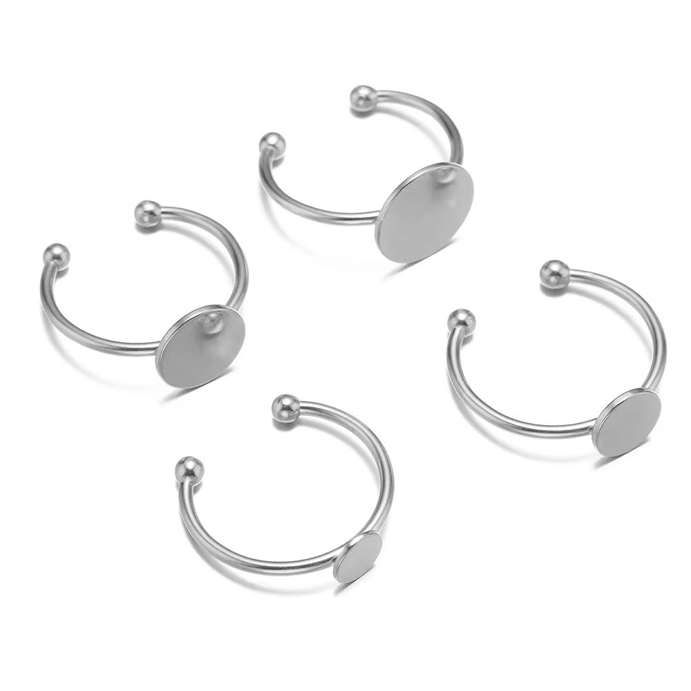 SS 2790 Blank Flat Ring Bezel ( 1 pc ) Silver PVD