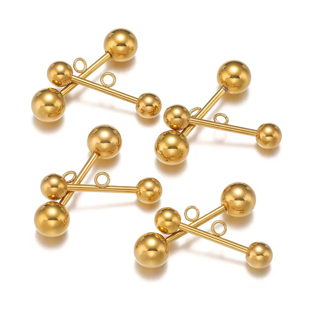 SS 3251 Dumble bead Clasp ( 1 pc ) 18k Gold PVD plated