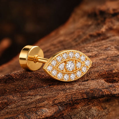 MSJ04P Zircon Cartilage 2nd piercing stud ( 2 pc )- 18k Gold PVD