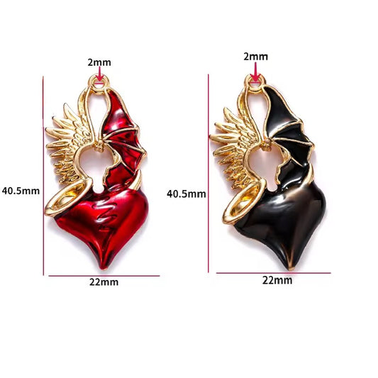 SS 2773 Heart with wings Enamel Charm ( 1 pc )