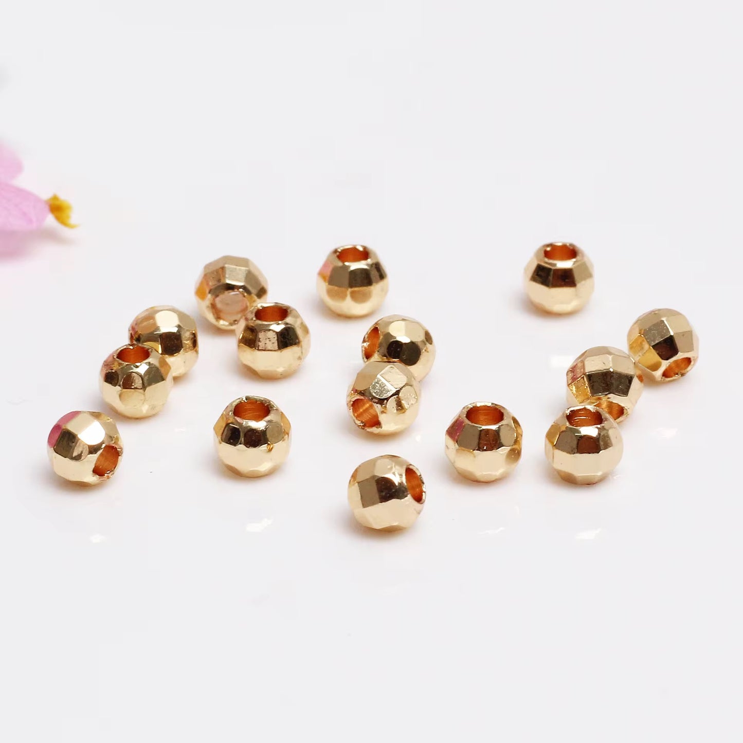 SS 1377 Faceted Round Spacer bead 14k Gold plated ( 1 pc ) Anti tarnish ( 4 mm )