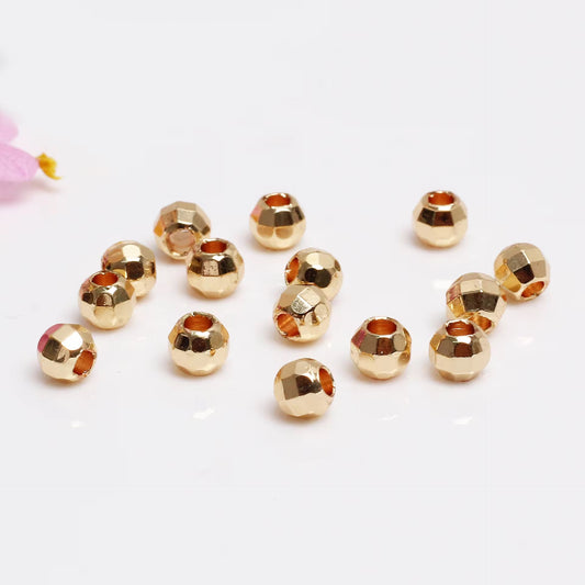 SS 1377 Faceted Round Spacer bead 14k Gold plated ( 1 pc ) Anti tarnish ( 4 mm )