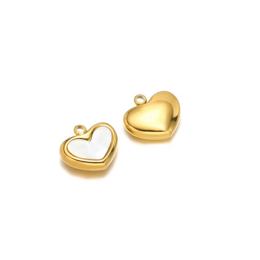 SS 2781 Pearl White Heart Charm 18k Gold plated stainless steel ( 1 pc ) anti tarnish ( 11mm )