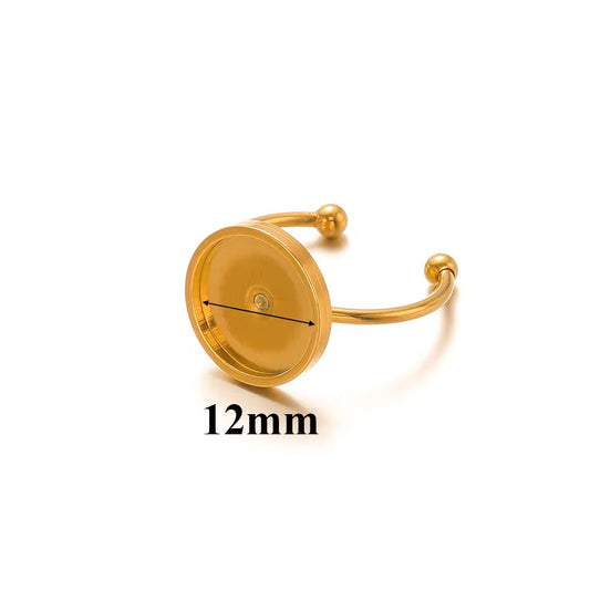SS 2783 12mm Cabochon Ring Bezel 18k Gold stainless steel ( 1 pc ) Anti tarnish