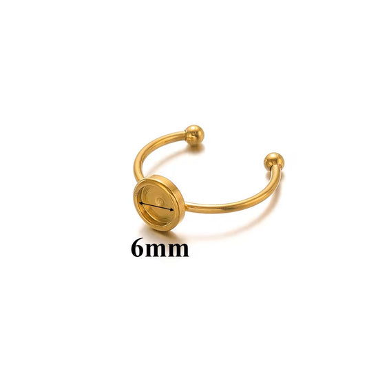 SS 2782 6mm Cabochon Ring Bezel 18k Gold stainless steel ( 1 pc ) Anti tarnish