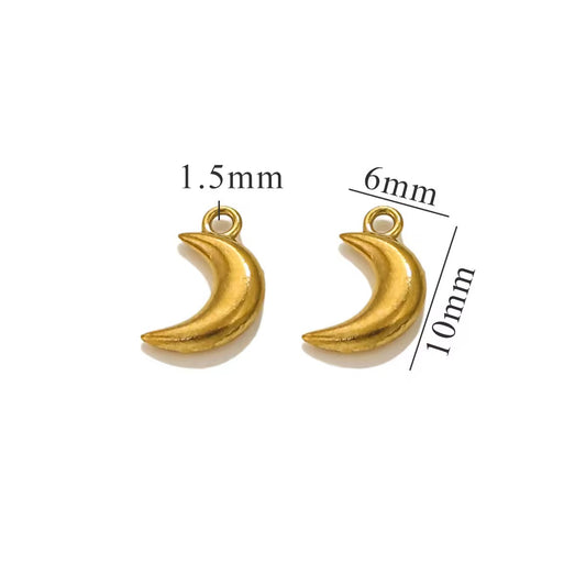 SS 1386 Tiny Moon Bubble charm 18k Gold PVD plated 316 stainless steel ( 1 pc ) Anti tarnish