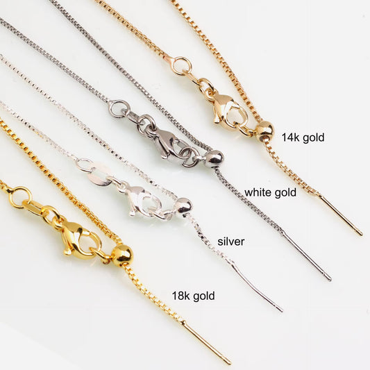 RC 15 Box chain Silver plated ready chain with needle ( 1 pc ) Anti tarnish