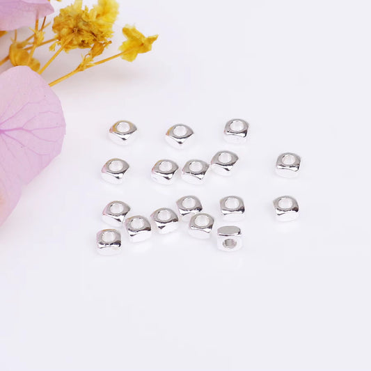SS 2798 Tiny Square Spacer bead Silver plated ( 1 pc ) Anti tarnish ( 2 mm )