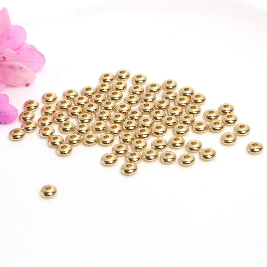 SS 2800 Saucer Round Spacer bead 14k Gold plated ( 1 pc ) Anti tarnish ( 4 mm )