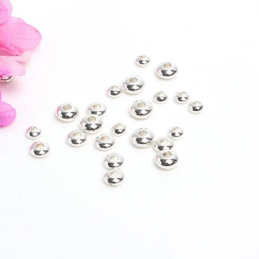 SS 2799 Saucer Round Spacer bead Silver plated ( 1 pc ) Anti tarnish ( 4 mm )