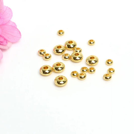 SS 2801 Saucer Round Spacer bead 18k Gold plated ( 1 pc ) Anti tarnish ( 4 mm )