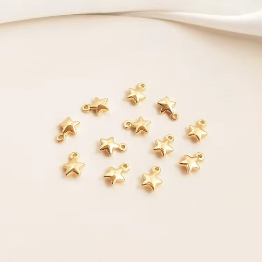 SS 2804 Star Drop Tiny Charm 14k Gold plated ( 1 pc ) Anti tarnish ( 4 mm )