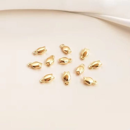 SS 2803 Lotus Drop Tiny Charm 14k Gold plated ( 1 pc ) Anti tarnish ( 4 mm )