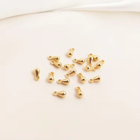 SS 2802 Bead Drop Tiny Charm 14k Gold plated ( 1 pc ) Anti tarnish ( 4 mm )