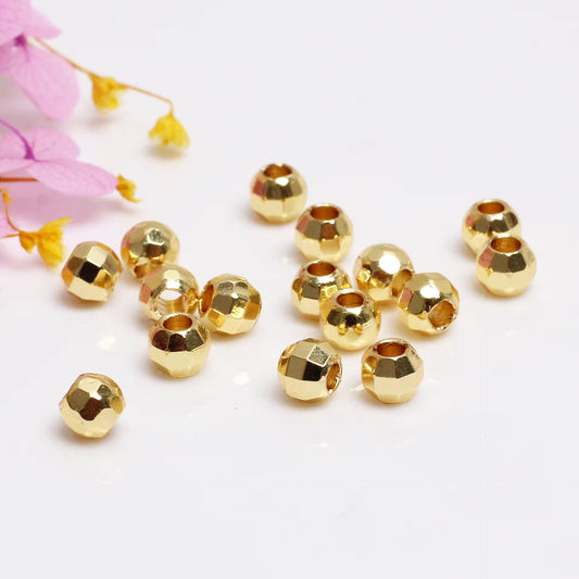 SS 2807 Faceted Round Spacer bead 18k Gold plated ( 1 pc ) Anti tarnish ( 2.5 mm )